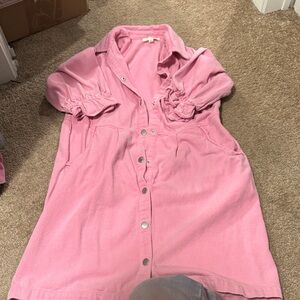 Pink denim Button-Up Shirt Dress